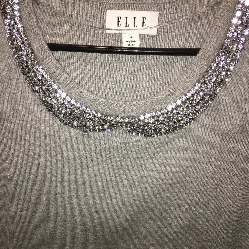 Elle dress sweater with rhinestone collar